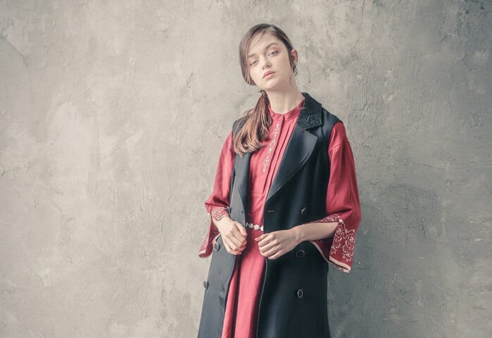 ネイビー×白 バックレースアップジャケット axes femme クラシカル M 