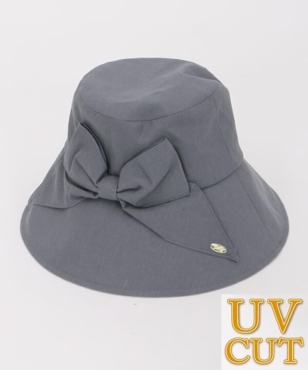リボン付つば広UVHAT
